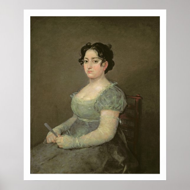 Póster Mujer con ventilador, c.1805-06 (aceite sobre lien (Frente)