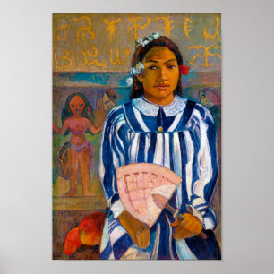 Póster Mujer con ventilador, Gauguin