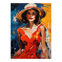 Mujer con vestido de cóctel rojo