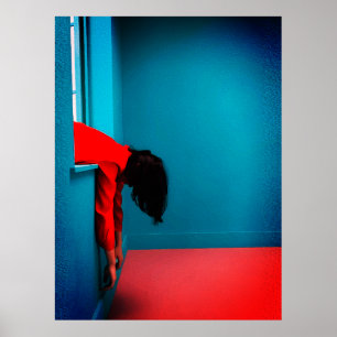 Póster Mujer Conceptual Minimalista Moderna en Rojo
