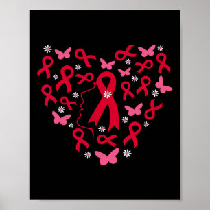 Póster Mujer Corazón Apoyo Cáncer de Sangre Guerrera Cint