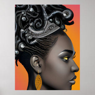 Póster Mujer cristiana negra melanina sista chica templo