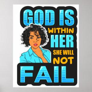 Póster Mujer cristiana negra melanina sista chica templo
