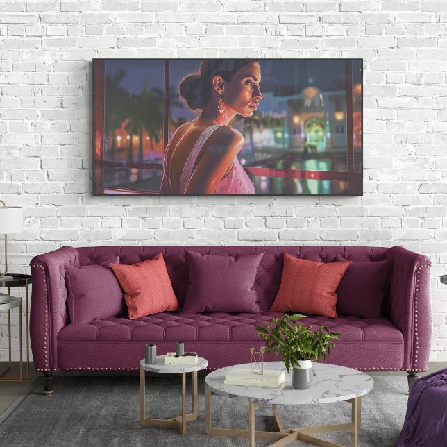 Póster Mujer cubana mirando la pintura de Miami (Subido por el creador)