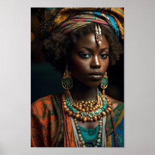 Póster Mujer de alta moda modelo negro hermosa