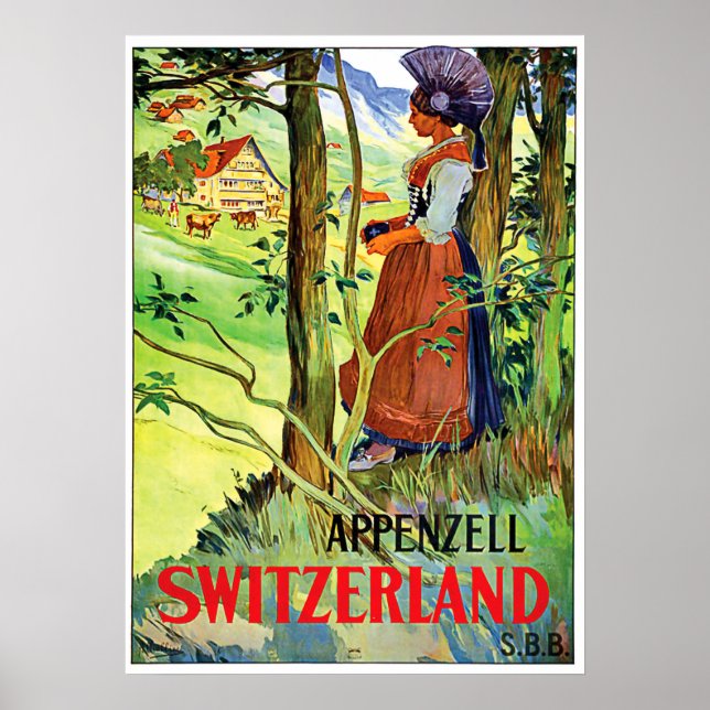 Póster Mujer de Appezell, Suiza (Frente)