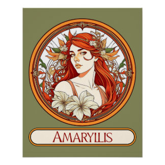 Póster Mujer de Art Nouveau Amaryllis