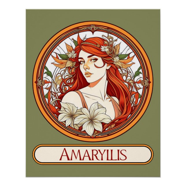 Póster Mujer de Art Nouveau Amaryllis (Anverso)