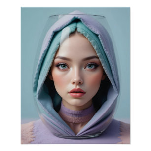 Póster Mujer de arte de arena con facetas