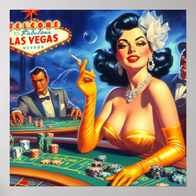 Póster Mujer de Casino Vintage (Frente)