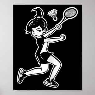 Póster Mujer de dibujos animados de bádminton volante jug