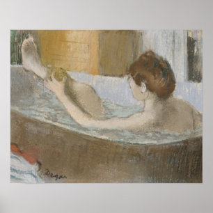 Póster Mujer de Edgar Degas el   en su baño, limpiando su