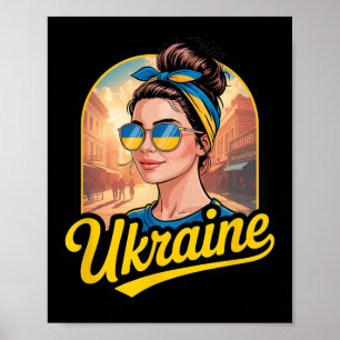 Póster Mujer de estilo retro de Ucrania Gráfica Orgullo c