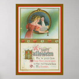 Póster Mujer de Halloween vieja en espejo