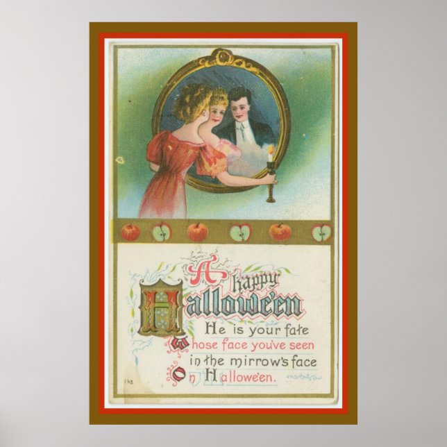 Póster Mujer de Halloween vieja en espejo (Frente)