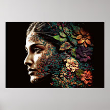 Mujer de hojas y flores