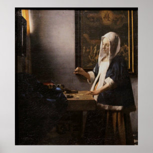 Póster Mujer de Johannes Vermeer con balance (1664)