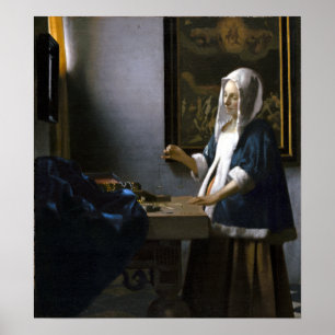 Póster Mujer de Juan Vermeer que lleva a cabo un