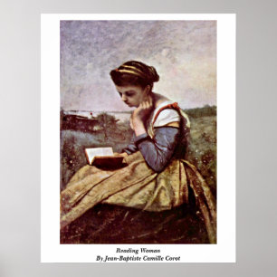 Póster Mujer de la lectura de Jean-Baptiste Camilo Corot