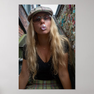 Póster Mujer de la pared de chicle burbuja de chicle lind