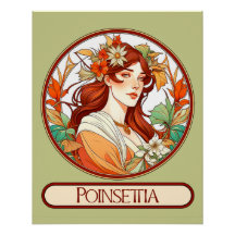 Mujer de la poinsettia Art Nouveau
