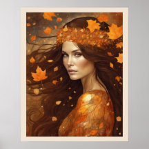 Mujer de la Reina de Otoño Woods Art Nuevo Print 2