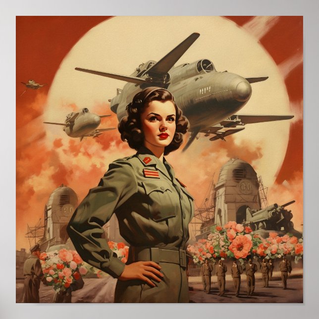 Póster Mujer de la Segunda Guerra Mundial en traje de vue (Frente)