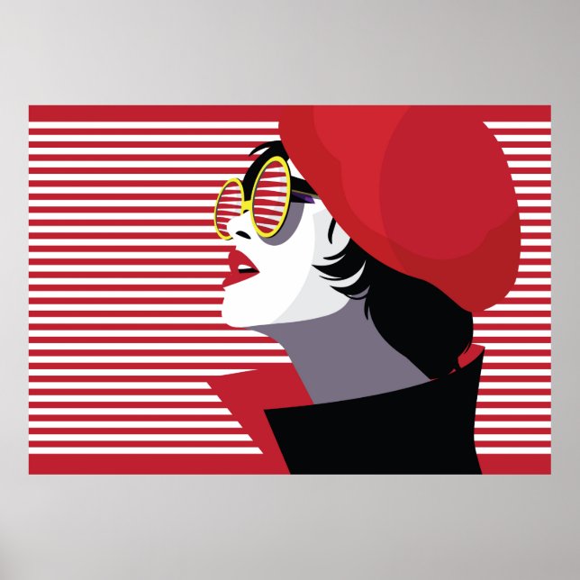 Póster Mujer de moda en estilo pop art. (Frente)