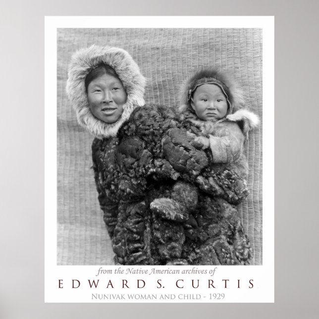 Póster Mujer de Nunivak llevando un niño (Frente)
