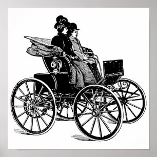 Póster Mujer de pareja victoriana Carriage Wagon Art