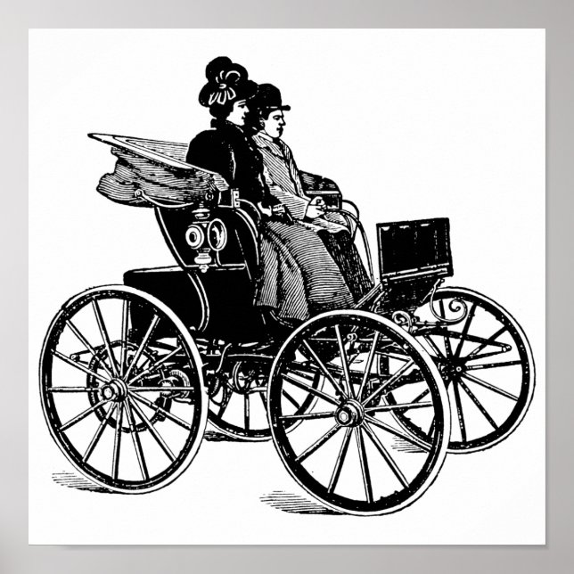 Póster Mujer de pareja victoriana Carriage Wagon Art (Frente)