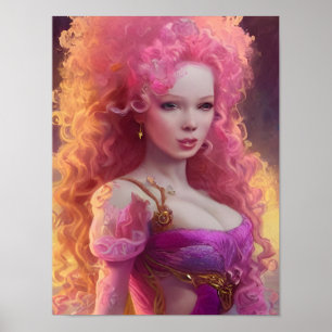 Póster Mujer de pelo grande