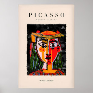 Póster Mujer de Picasso con sombrero, retrato de rostro a