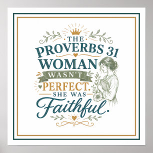 Póster Mujer de Proverbios 31 No Perfecta Cita Bíblica Fi