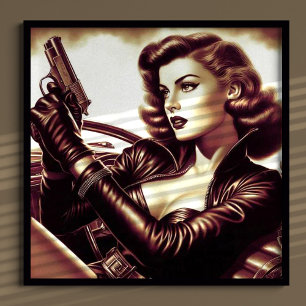 Póster Mujer de pulpa retro