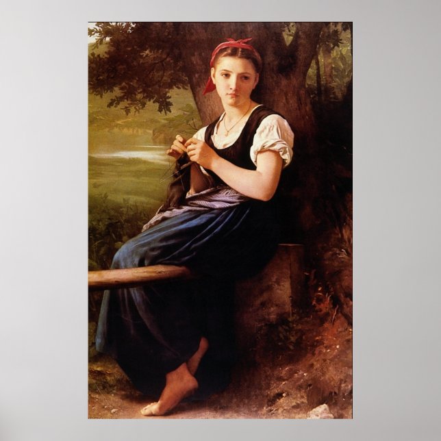 Póster Mujer de punto de William-Adolphe Bouguereau (Frente)