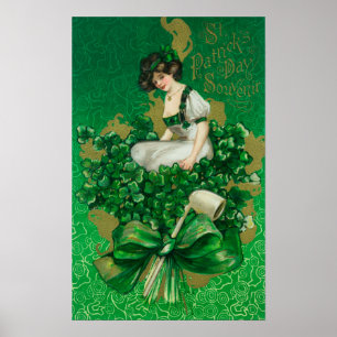Póster Mujer de recuerdo del Día de San Patricio en la es