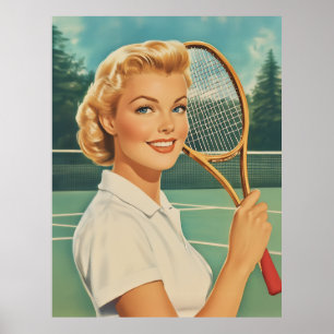 Póster Mujer de tenis Ilustracion de la revista de los añ