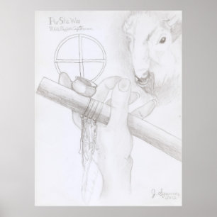Póster Mujer de ternera de búfalo blanco