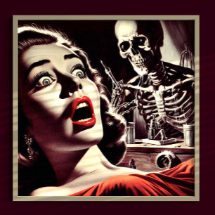 Póster Mujer de terror pulp vintage