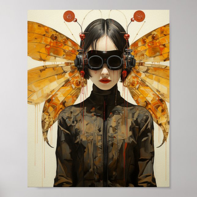 Póster Mujer de un insecto de Scifi (Frente)