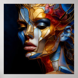 Póster Mujer De Vidrio Manchado - Armonía En Vidrio Y Pie