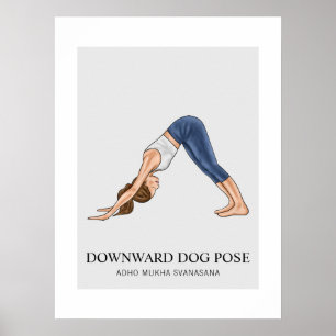 Póster Mujer de yoga en postura de perro boca abajo