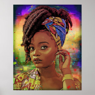 Póster Mujer del Caribe negro con hilos