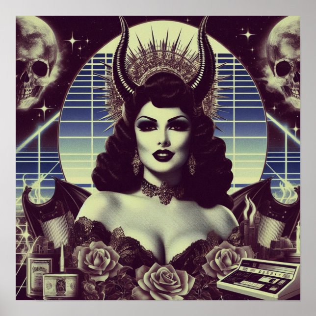 Póster Mujer diabólica retroonda (Frente)