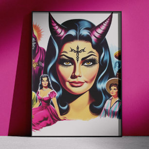 Póster Mujer diabólica vintage