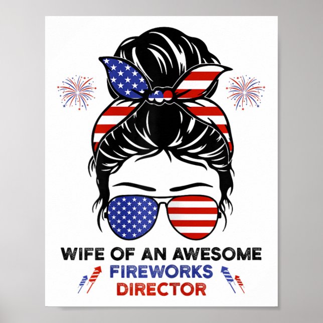 Póster Mujer Directora De Fuegos Artificiales - Funny Usa (Frente)