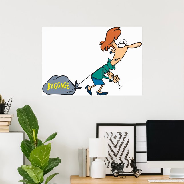 Póster Mujer divertida con equipaje emocional (Subido por el creador)