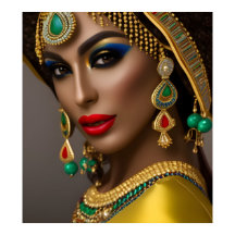 Mujer egipcia Cabeza exótica azul dorado