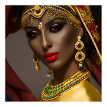 Mujer egipcia Espalda exótica azul dorado